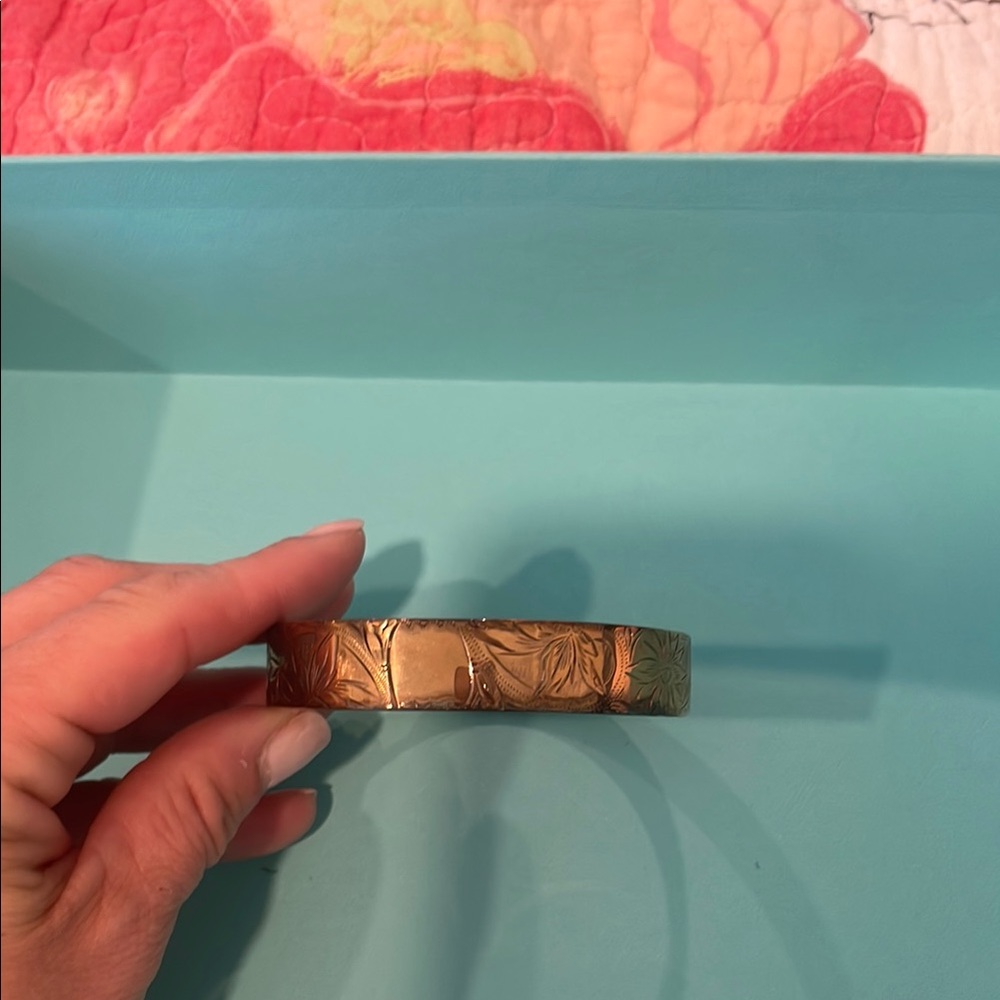 Engraved Gold Bangle Bracelet